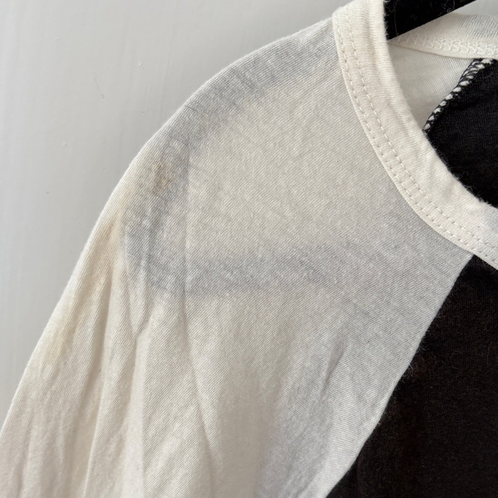 Denim & Supply Ralph Lauren Black Tee with Cream Raglan Sleeves and Graphic - Picture 4 of 5